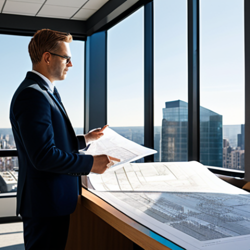 Home 24 **
A professional architect, fully clothed in appropriate business attire, reviewing blueprints in a sunlit, modern office. Large windows overlook a bustling cityscape. Perfect anatomy, correct proportions, natural pose. Safe for work, appropriate content, professional, high-quality rendering, well-formed hands, proper finger count, natural body proportions, modest clothing.
**