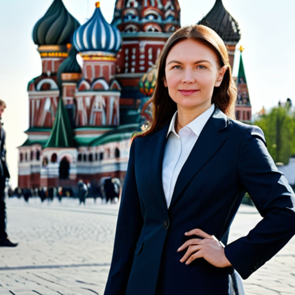 **Prompt:** A professional businesswoman in Moscow, wearing a modest, tailored suit against the backdrop of St. Basil's Cathedral. Fully clothed, appropriate attire, safe for work, perfect anatomy, natural pose, professional photography, high quality.