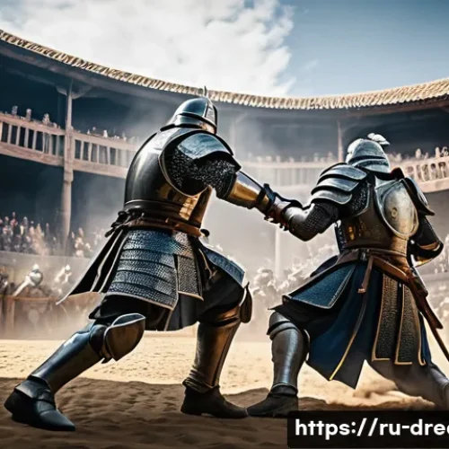 꿈의정원 PvP 연습장 활용하기 - A dynamic PvP arena battle scene featuring two skillfully armored warriors engaged in combat; one ch...