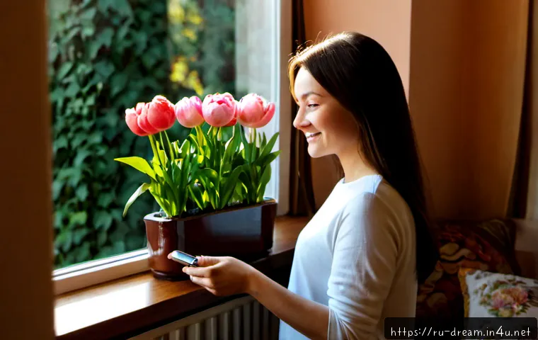 꿈의정원 최고 레벨 달성 후기 - Photorealistic celebratory scene of a Russian woman in her early thirties relaxing in a cozy Moscow ...